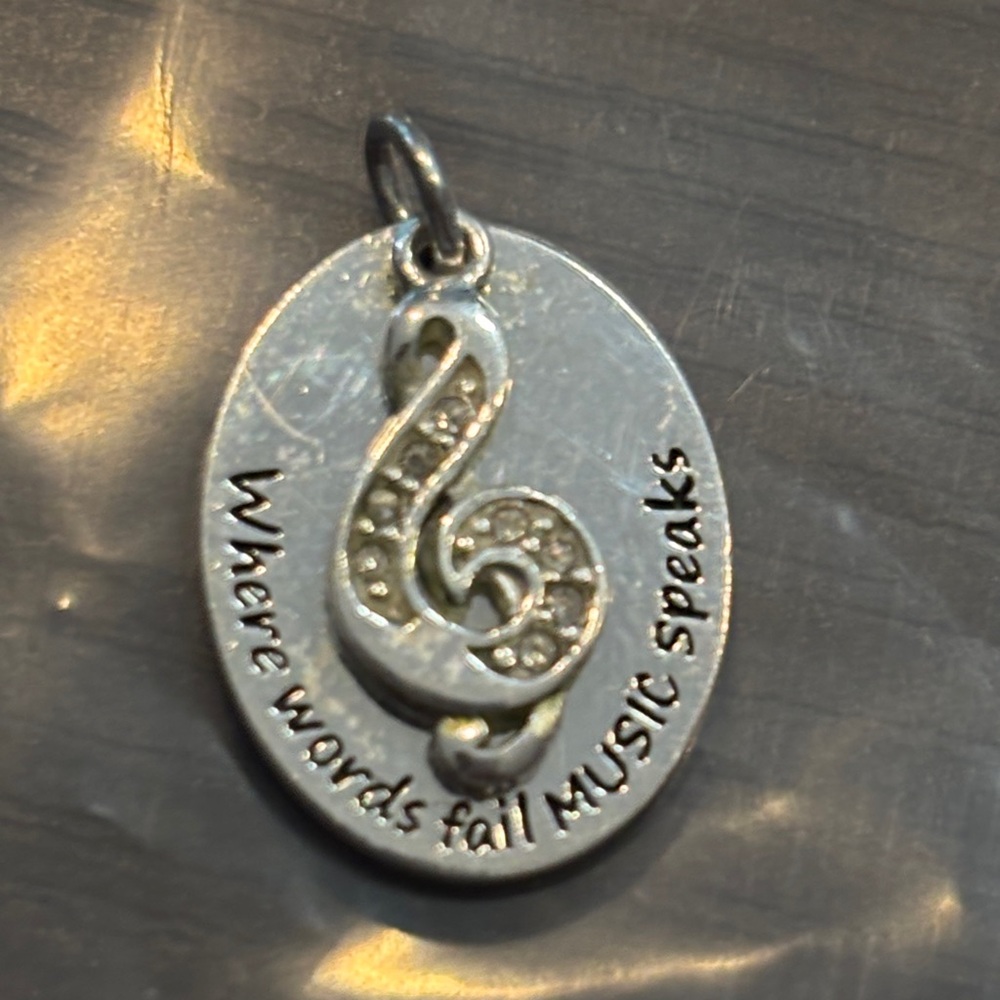 Dainty CW stamped Silver Music Pendant only with Treble Clef Preloved